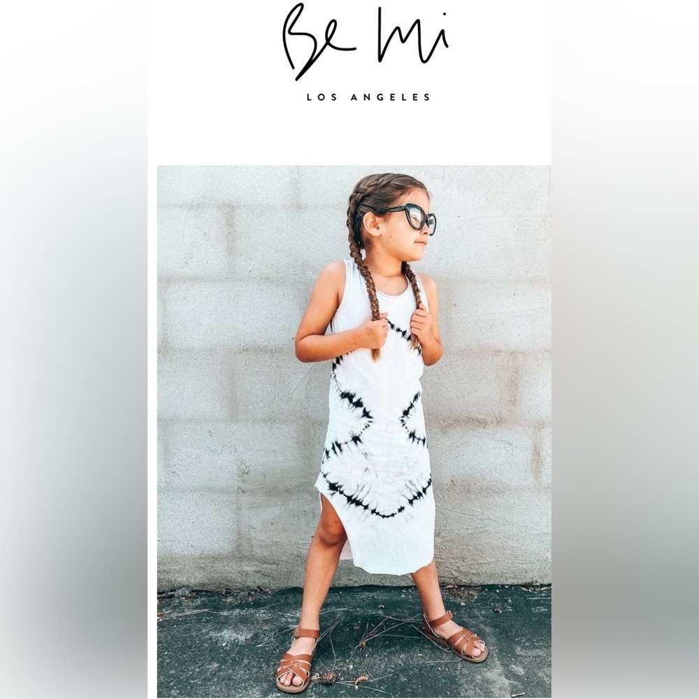 Be Mi Los Angeles | Lexi Tank Dress | Zebra | Black + Grey | Girls Size 8-9
